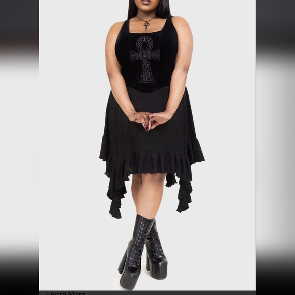 Killstar Black Crop Top with Silver Ankh Design - Picture 3 of 7